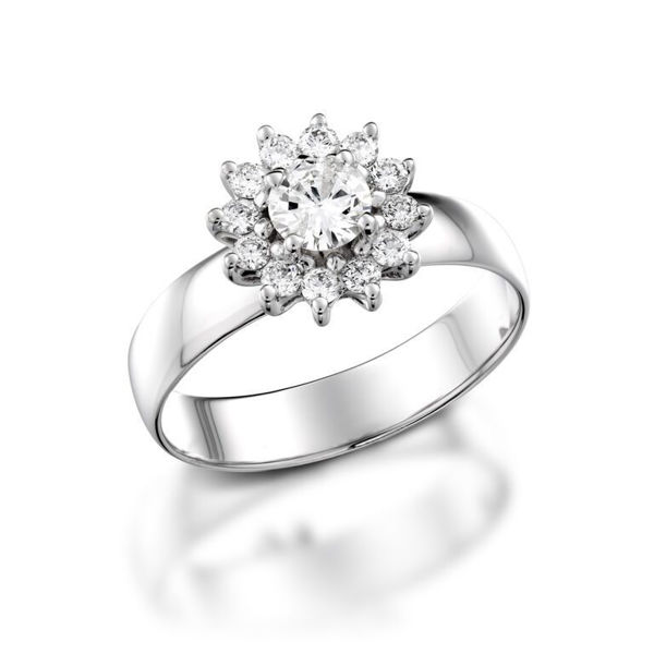 תמונה של טבעת אירוסין פרח יהלומים